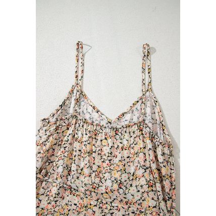 Khaki Boho Floral Printed Tie Waist Flared Sundress