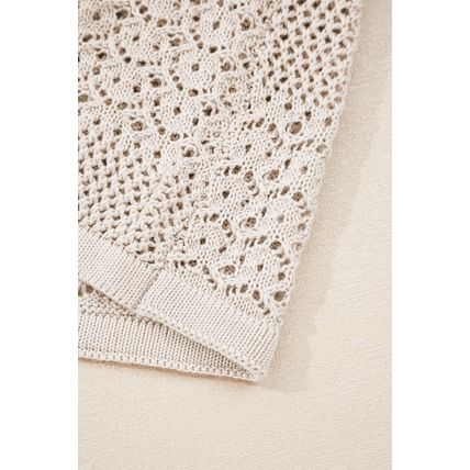 Jet Stream Mix Pattern Hollowed Knit Open Front Cardigan