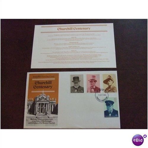 1974 GB Sir Winston Churchill Centenary stamps FDC Carlisle cancellation