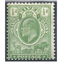 Orange River Colony 1903 SG139 1/2d Yellow-Green Mounted Mint.