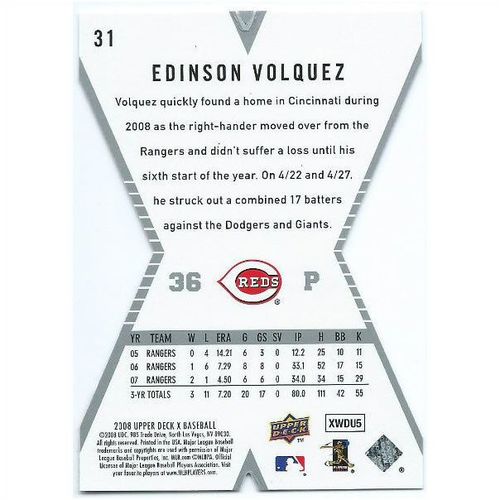2008 Upper Deck X Die Cut- #31 - Edinson Volquez