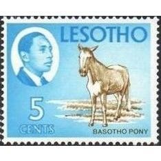 Lesotho QEII 1967 5c Bistre & New Blue Unmounted Mint NHM SG 130 Sc30 Pony Stamp