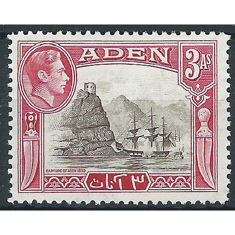 Aden 1939 SG22 3a Sepia & Carmine Mounted Mint.. .