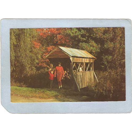 MA Hopkinton Covered Bridge Postcard Water Works Bridge 12 Foot Bridge Cro~211