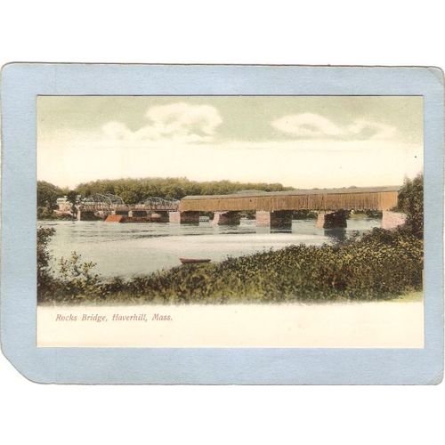 MA Haverhill Covered Bridge Postcard Rocks Bridge World Guide Number cove~207