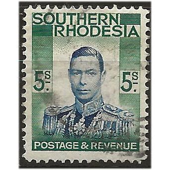 Southern Rhodesia 1937 SG52 5/- Black & Blue-Green Fine Used .. ..