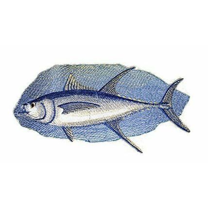 Yellow Tuna Fish Embroidered Iron On/Sew patch [6.9" x3.6"]