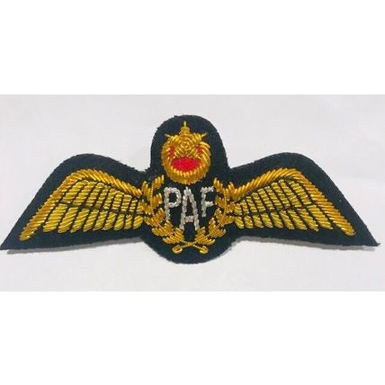 PAKISTAN AIR FORCE PILOT GOLD BULLION WIRE WING EXCELLENT QUALITY CP BRAND