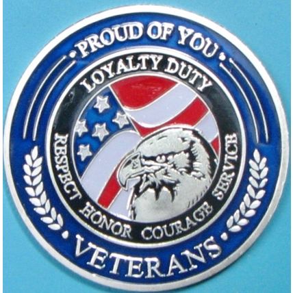 Military Veterans. Challenge Coin. Souvenir. Silver Tone. 53a.