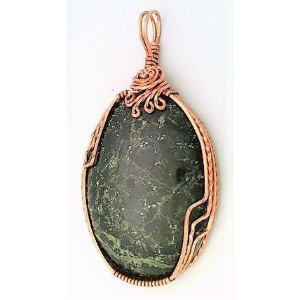 Amphibolite Copper Wire Wrap Gemstone Pendant 24