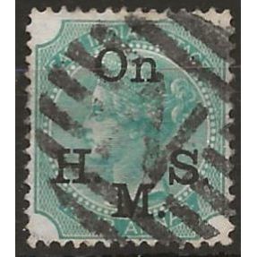 India 1874 O34 4a Green SERVICE Good+ Used . .