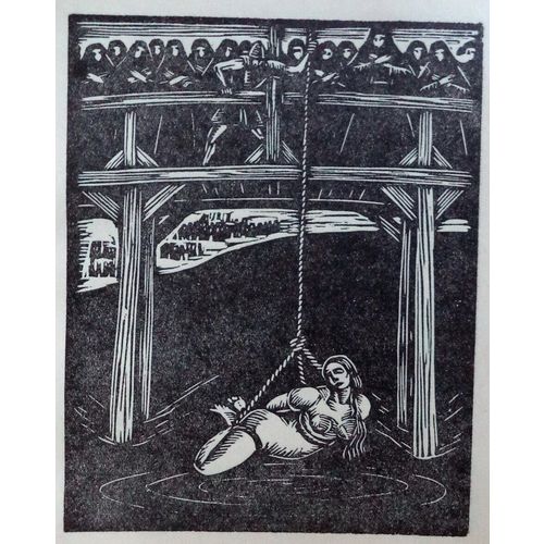 Vintage Woodcut Medieval Woman Tortured drowned monks Art Print Engraving 1950s