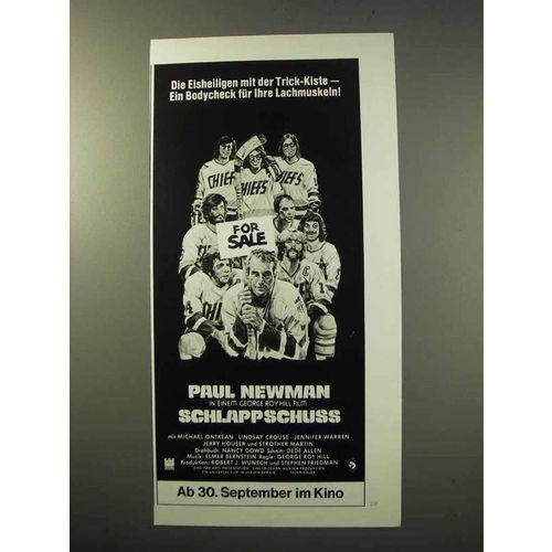 1977 Schlappschuss Movie Ad - in German - Paul Newman