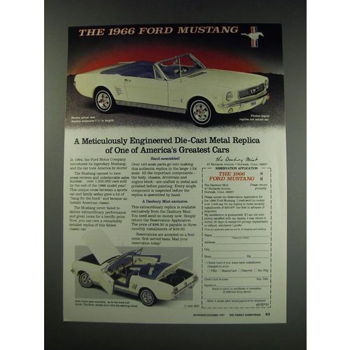 1991 The Danbury Mint Ad - Die-Cast Replica 1966 Ford Mustang