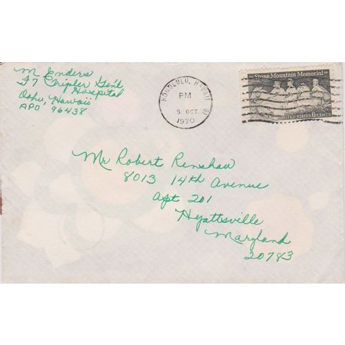 USA Hawaii 1970 cover with Stone Mountain Memorial 6c stamp