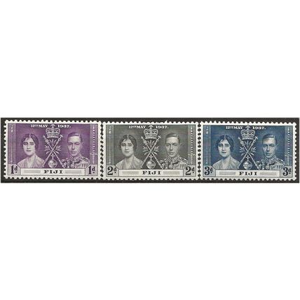 Fiji 1937 Coronation Set SG246-248 Mounted Mint . .. .