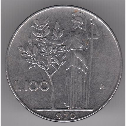 Italy 1970 100 Lire Stainless Steel Coin