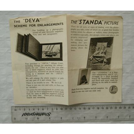 Vintage leaflet: United Photographs, Standa, DL Prints, Tudor frames, Deva