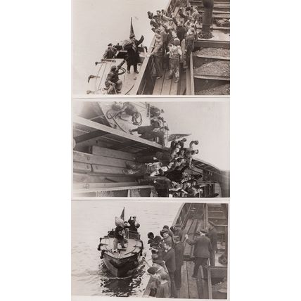 WW2 War Ship Army Crew Military Party 3x Real Photo Postcard s