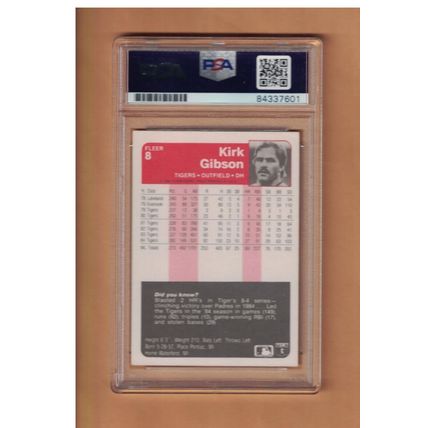 KIRK GIBSON AUTOGRAPHED 1985 FLEER BASEBALL CARD SIGNED DETROIT TIGERS BECKETT