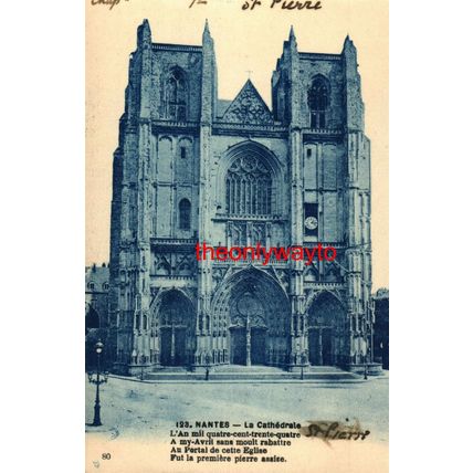 Nantes, La Cathedrale, France, 80 F Chapeau Postcard, 1920s