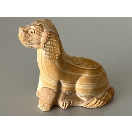 HAND CARVED STONE DOG FIGURE