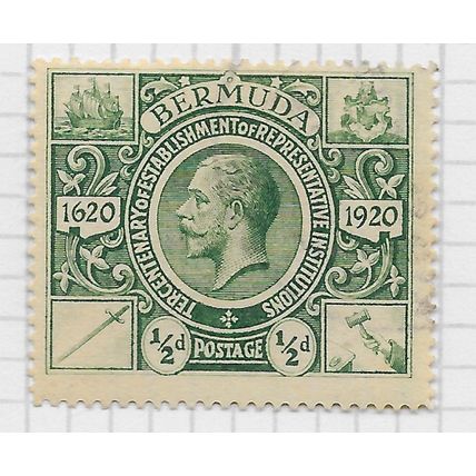 BERMUDA 1921 KG5 300 YEARS REPRESENTATIVE INSTITUTIONS 0.5d USED SG75 75 SG