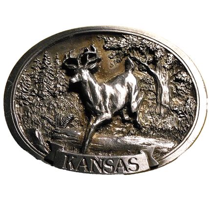 Kansas 1990 By H Bryant Inc 3134 Running Deer Buck Belt Buckle Made In Maryland