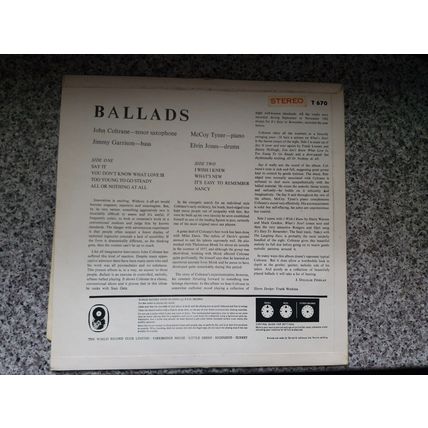 John Coltrane Quartet – Ballads (ST670) 1963 (LP) (EX)