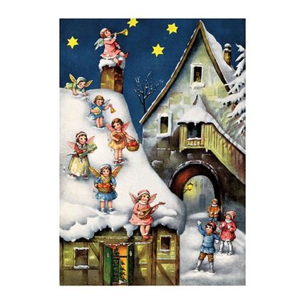 10396 - Korsch Advent - Angels on Roof - 11.75"H x 8.25"W x .1"D