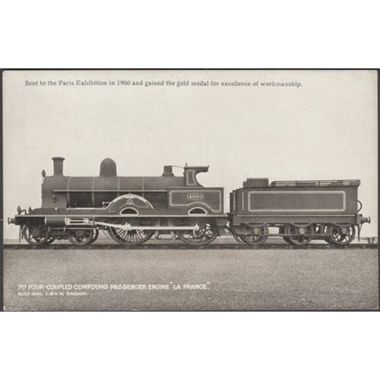 LNWR Passenger Engine No 4000 La France, c.1905 - L&NWR Postcard