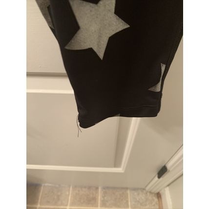 Live Love Dream Women's Silver Star Theme Yoga Leggings Pants Black Size XL