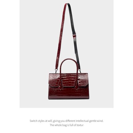 Genuine Leather Women Tote Bag Shoulder Bag Red
