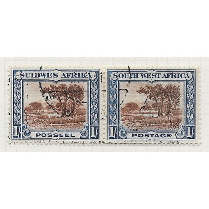 AFRICA SOUTH WEST 1931 1/- THE BUSH SG80 HORIZONTAL PAIR USED SWA