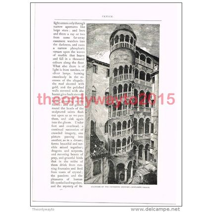 Staircase, Contarini Palace, Venice, Italy, Book Illustration (Print), c1891