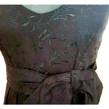 GRAZIA Black Bow Embroidered Linen Mix Dress Size 10 UK