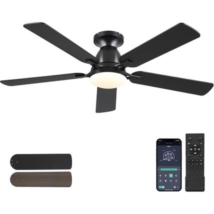 Ceiling Fans with Lights- 52" Low Profile Indoor Ceiling Fan with Light and Remo