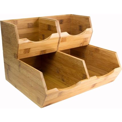 HOMESTEAD Bamboo Pantry Storage Bins - Stackable Baskets, Potato and Onion Stora