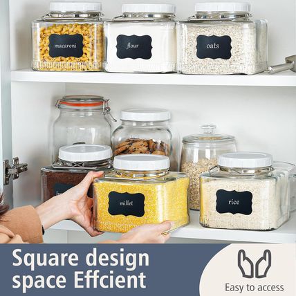 2 Pack 1 Gallon Glass Jar with Lid Square Large Mason Jar with Stainless Steel H