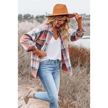 Plaid Print Pocket Buttoned Shacket