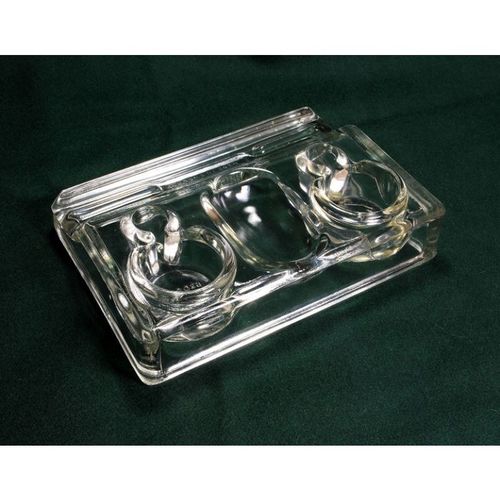 Antique English Glass Writing Inkwell Pen Holder 2537