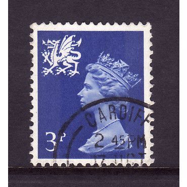 GREAT BRITAIN WALES 1971 SG W14 3p ULTRA MARINE 2 BAND FINE USED#5