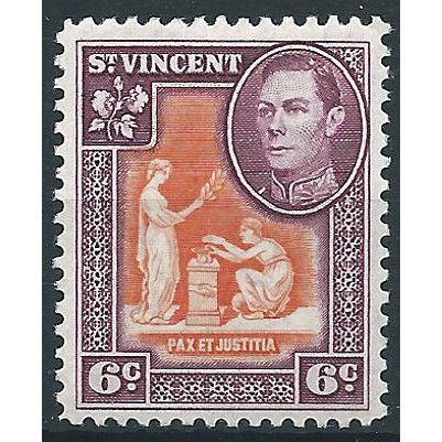 St Vincent 1949 SG169 6c Orange & Purple Mounted Mint ....