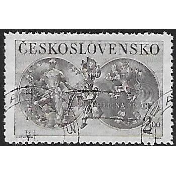Mi 611: 2 Kč lilac-grey 5th Anniversary of the People's Republic.