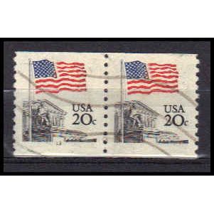 Used 1895 20c U.S. Flag Very Fine CNP Left 13 PA0272