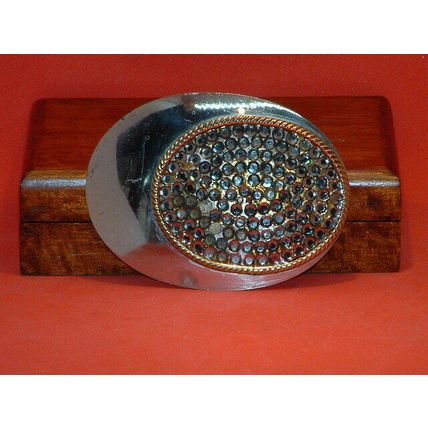 Pre-Owned German Silver Rhinestone Belt Buckle