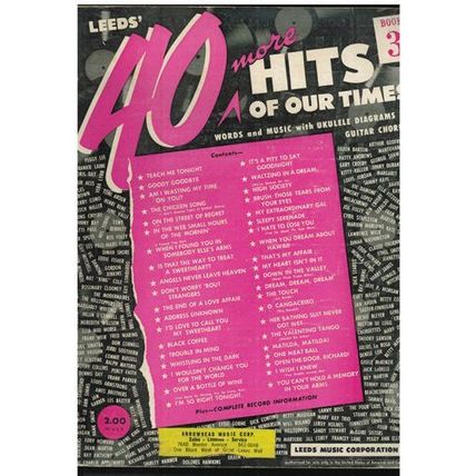 LEEDS' 40 more HITS OF OUR TIMES Song Book 1955 FREE Shipping