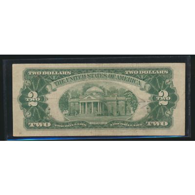 1953 B Two Dollar Bill, U.S. Paper Money, Circulated, Fold Lines