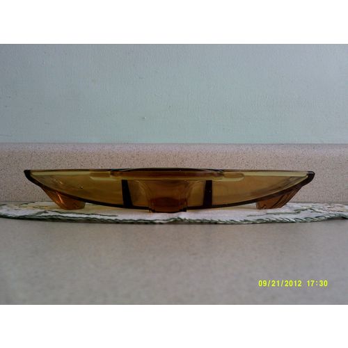 Bagley Art Deco Amber Glass Hors d'Oeuvres / Nibbles Bowl.