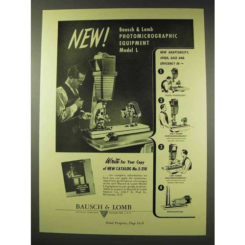 1948 Bausch & Lomb Photomicrographic Equipment Ad